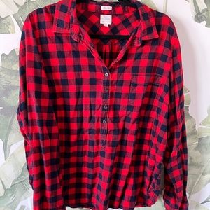 JCrew perfect fit 1/2 button buffalo plaid top